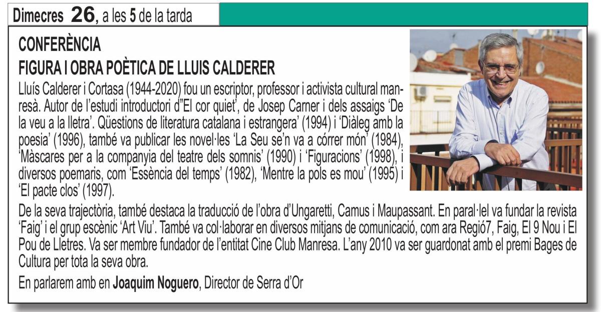 FIGURA I OBRA POÈTICA DE LLUIS CALDERER